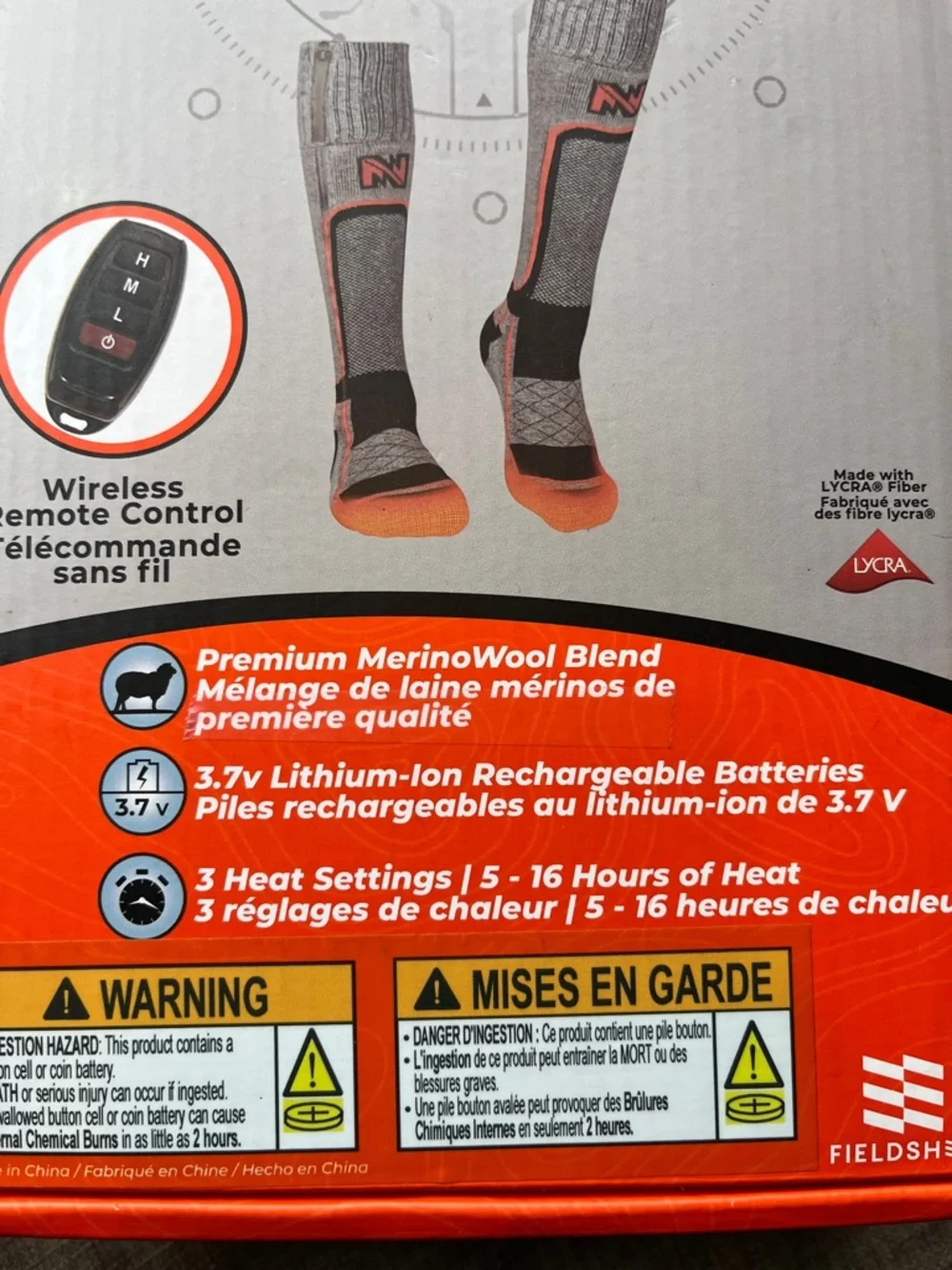 Mobile Warming Rechargable Merino Wool Heating Socks New Open Box M